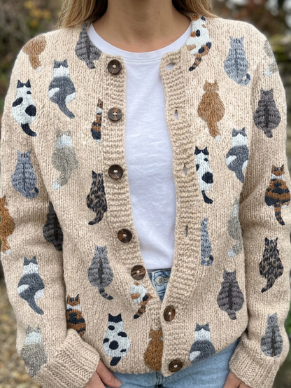 Sarah® | Cat Pattern Cardigan