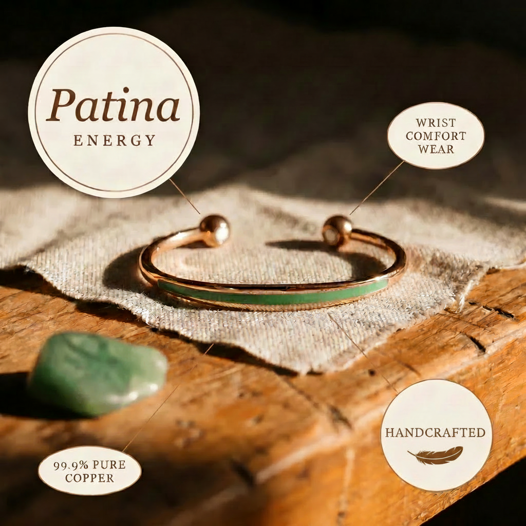 Bracelet en cuivre patiné
