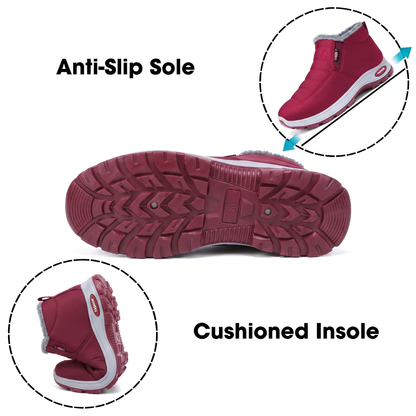 Sianna™ | Quilted Waterproof Slip-On Ankle Boots Dark Red
