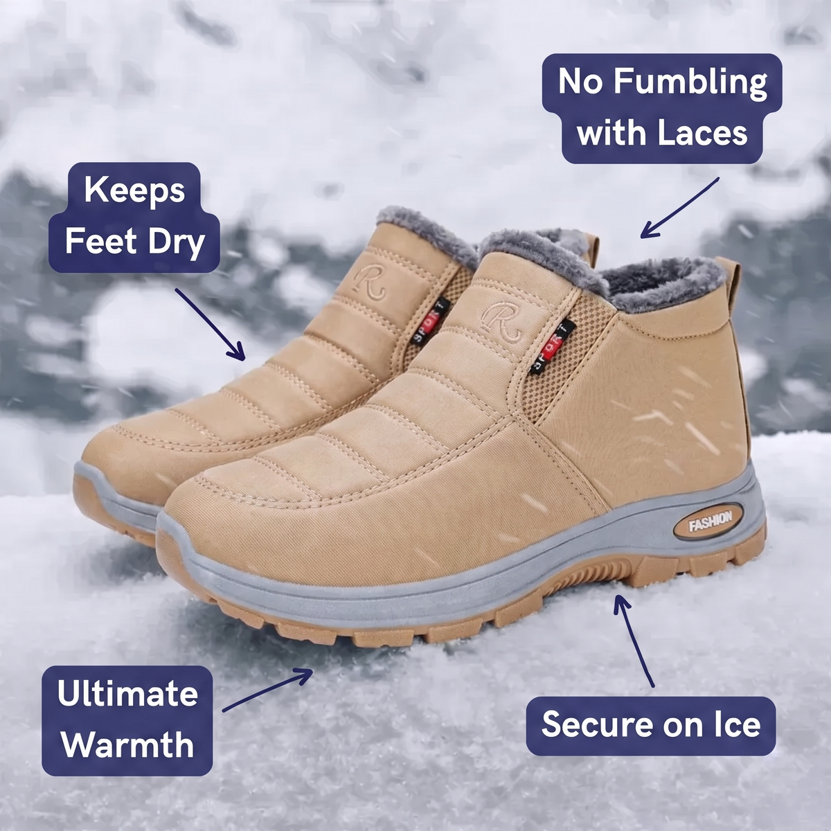 Sianna™ | Quilted Waterproof Slip-On Ankle Boots Beige