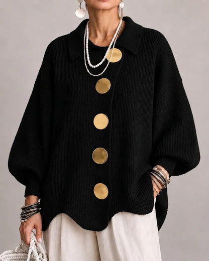 Women’s Oversized Collared Button Front Cardigan
