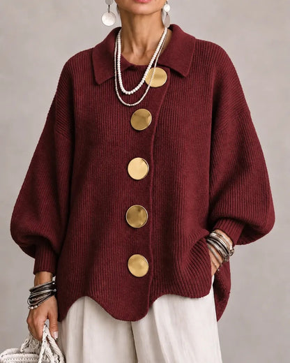 Women’s Oversized Collared Button Front Cardigan