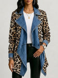 Sherilyn™ | Mid-Length Jacket with Leopard Print and Washed Denim Panels