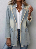 Dionne™ | Retro-Inspired Oversized Blazer with Frayed Edges