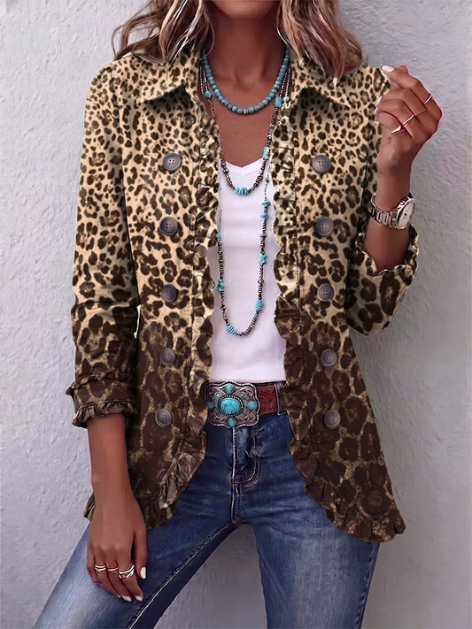 Navara™ | Ruffled Leopard Print Jacket