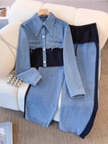 Holbrook™ | Color-Blocked Cropped Jacket and Wide-Leg Pants Ensemble