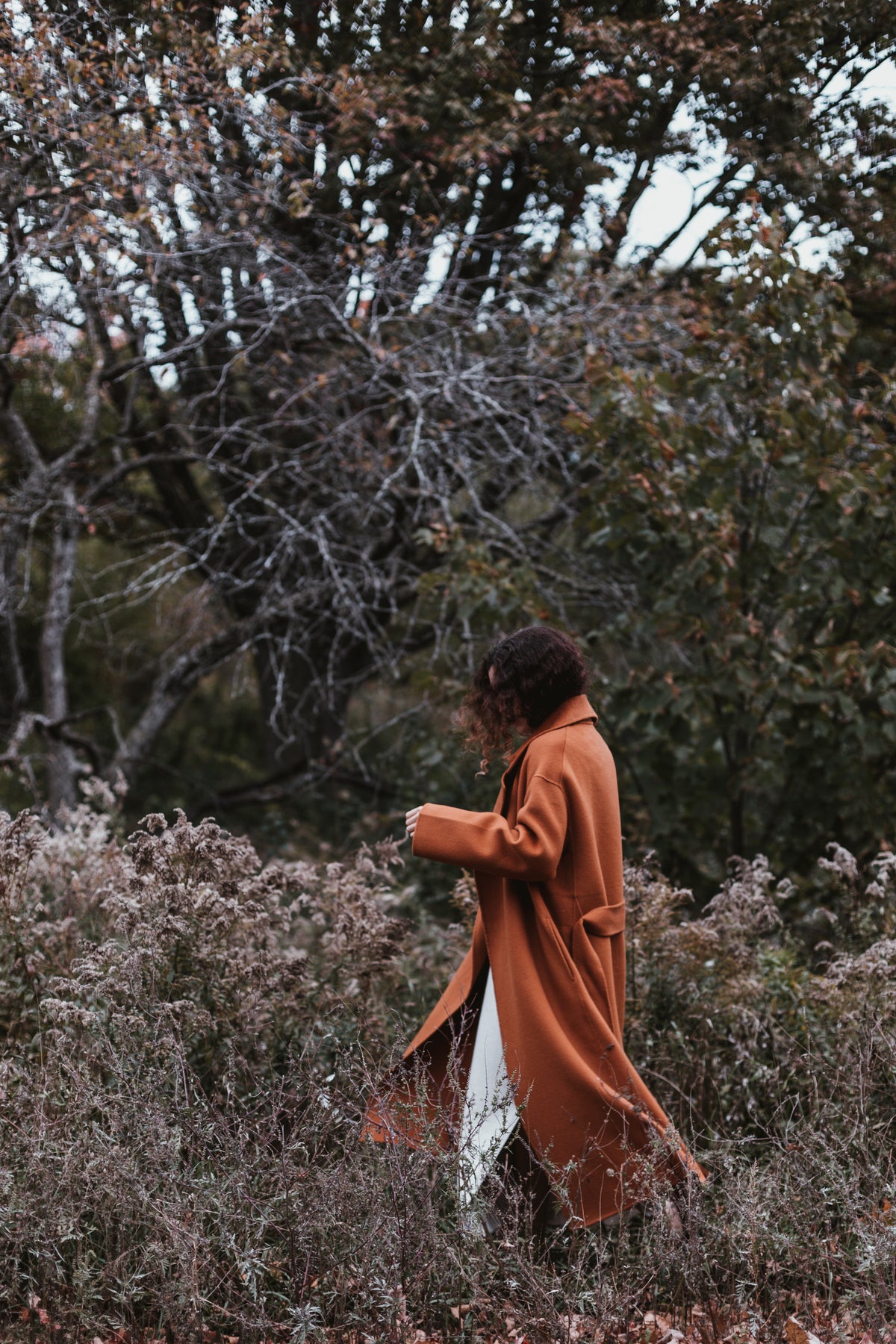 Woman in an autumn-coloured coat