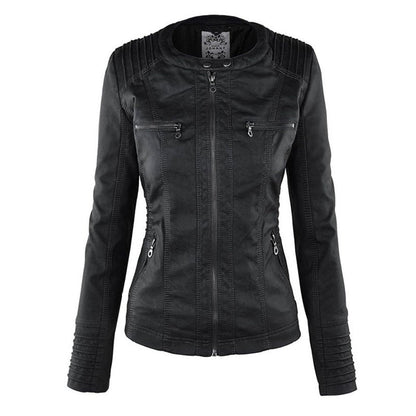 Women’s Zip-Front Fitted Moto Jacket