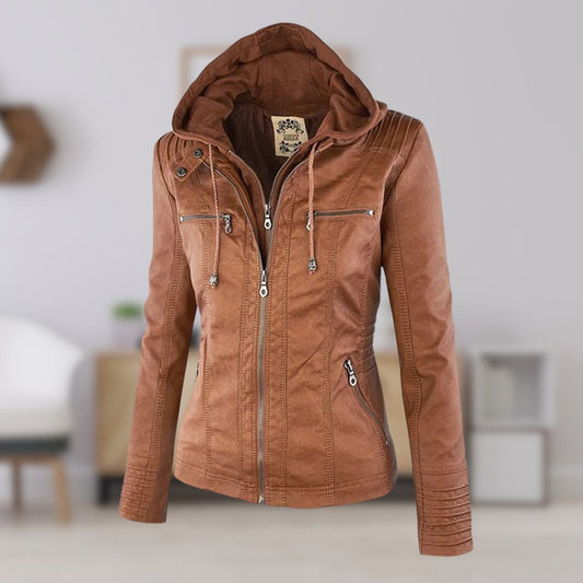 Women’s Zip-Front Fitted Moto Jacket
