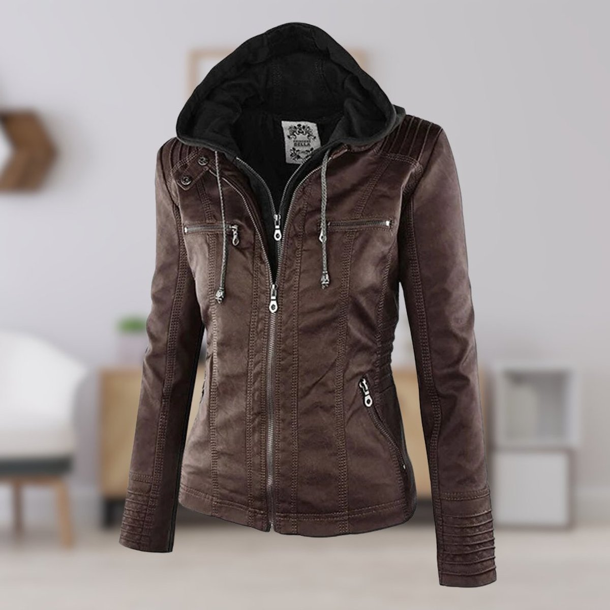 Women’s Zip-Front Fitted Moto Jacket